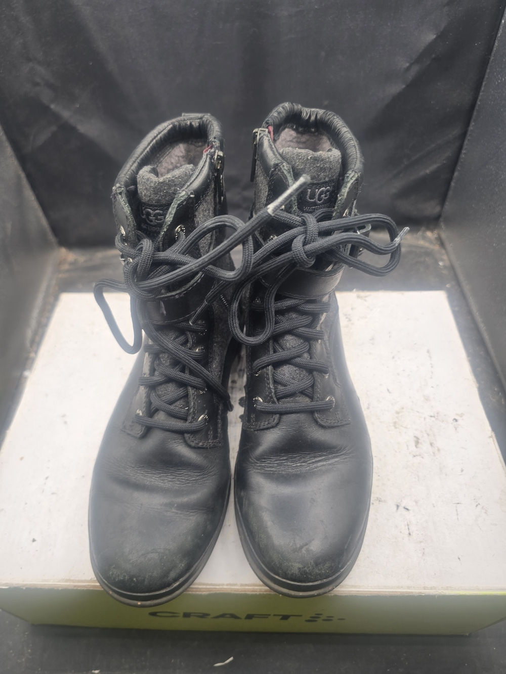UGG Men’s Black Leather Lace-Up Boots